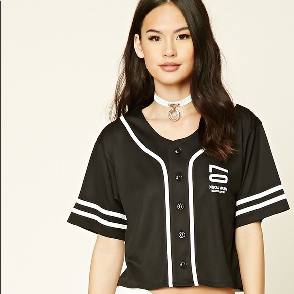 cropped baseball jersey